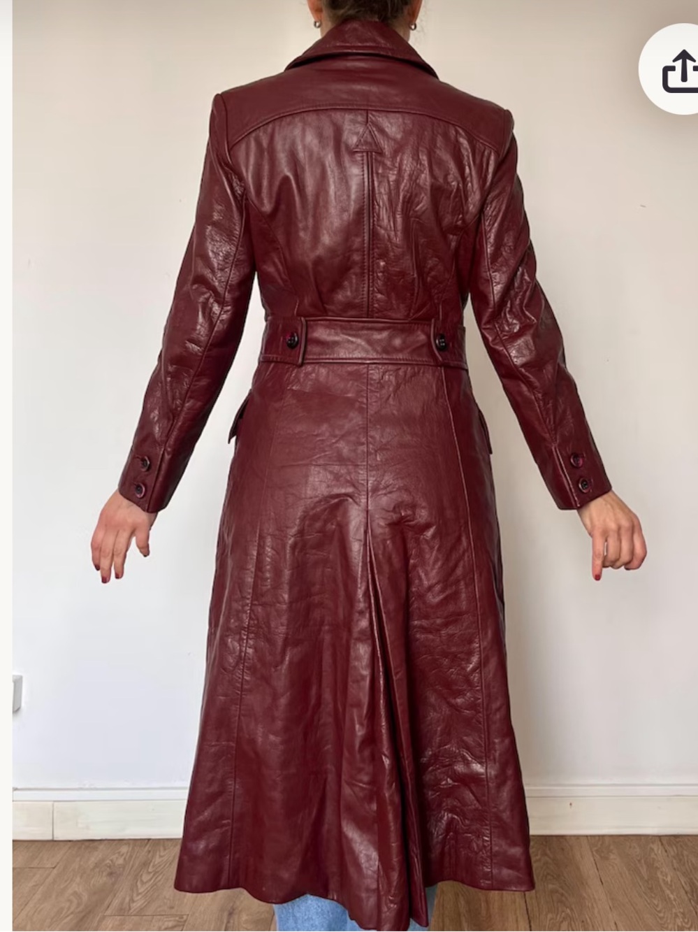 Vintage Etienne Aigner Genuine Leather Trench Coat Brown Size 12 Long Jacket - Picture 4 of 10